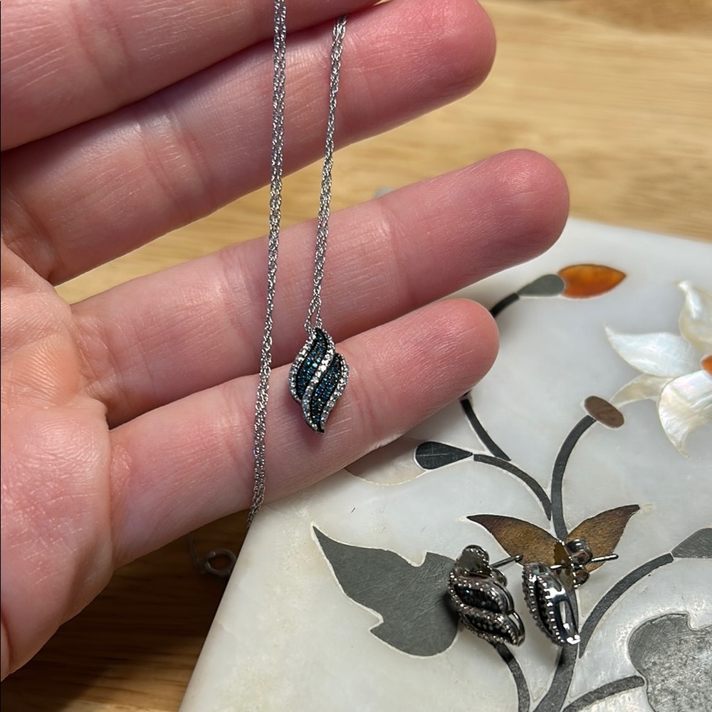 10k necklace & sterling silver earrings set ZALES